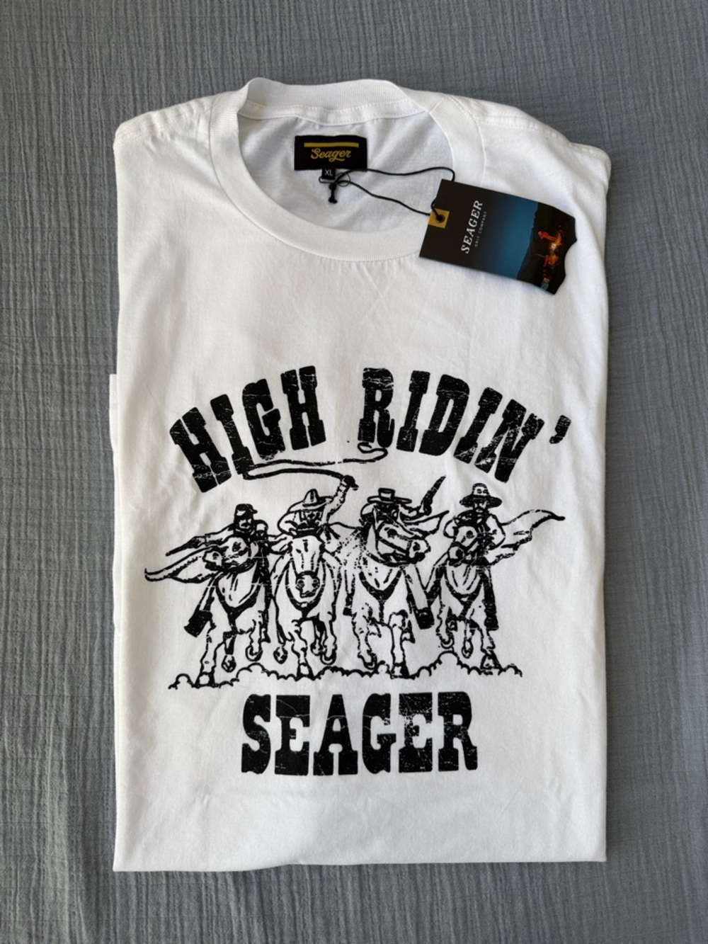 Seager Men's 'High Ridin'' Short-Sleeve Graphic Tee - White NWT